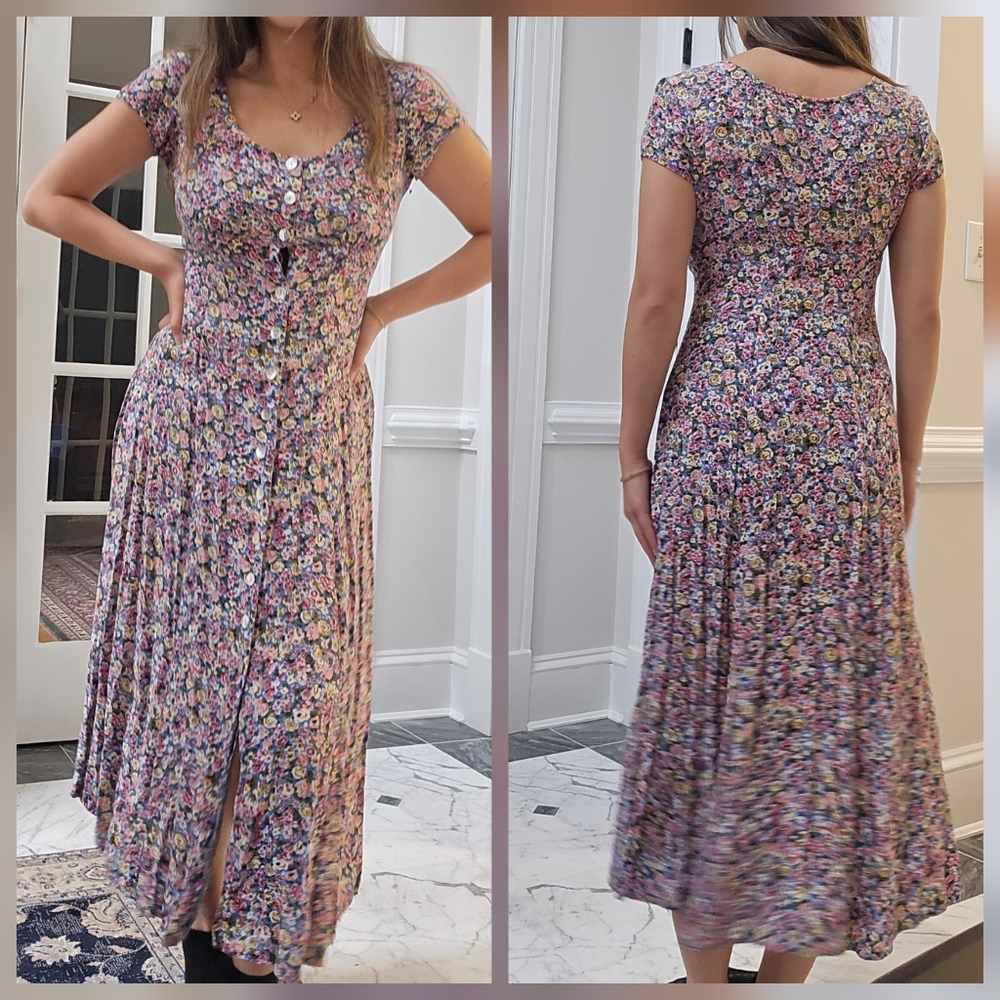 Moda International Floral Maxi Cottagecore Prairie Vintage Dress Size 4